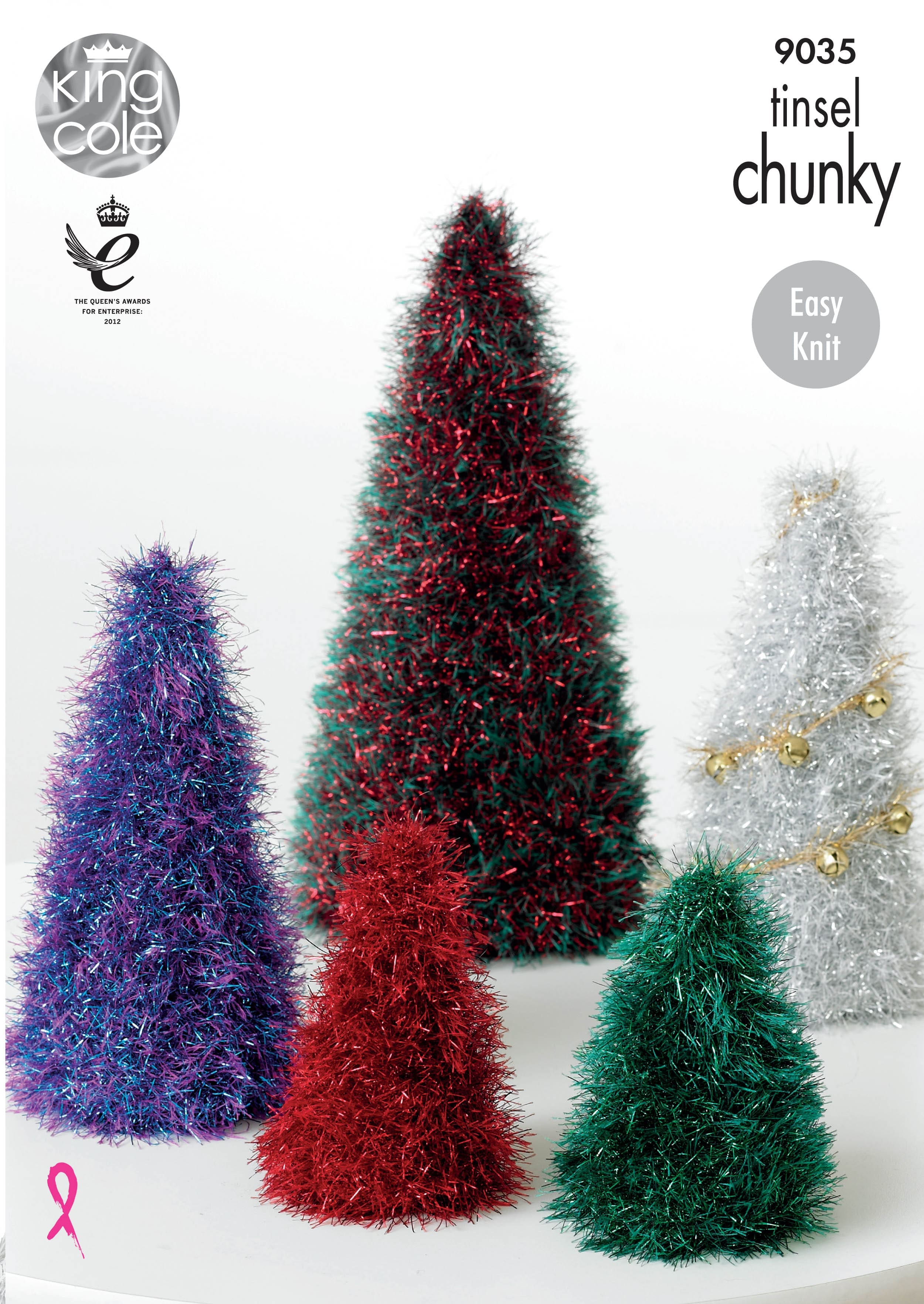 Easy to Follow Tinsel Christmas Trees & Baubles Knitted with Tinsel