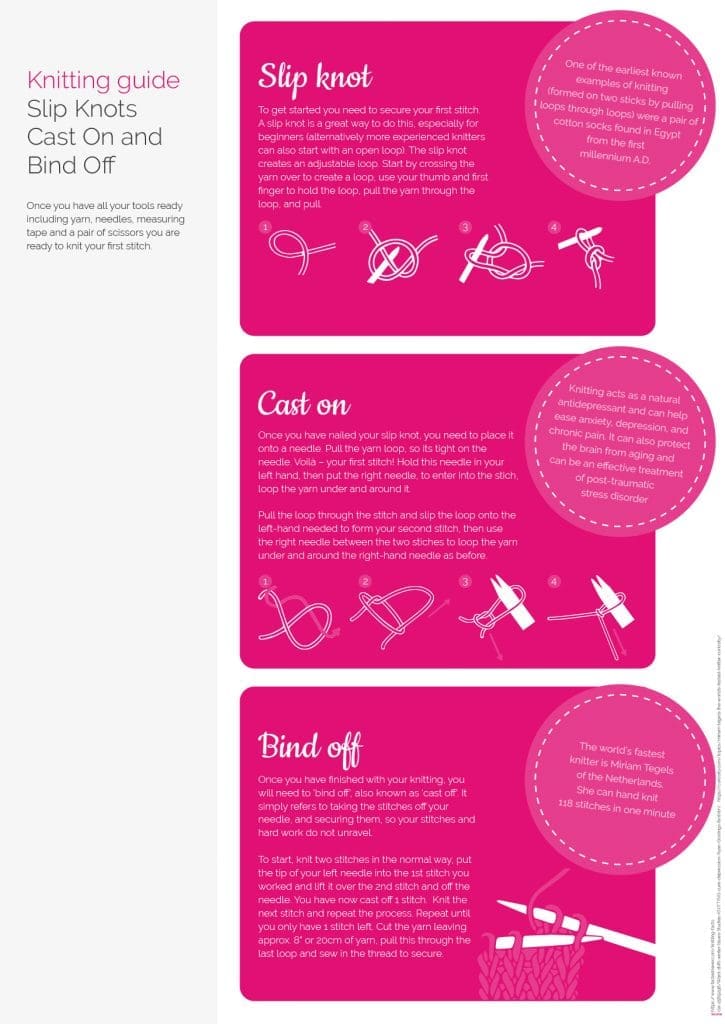 Knitting Guide Slip Knots Cast On and Bind Off King Cole