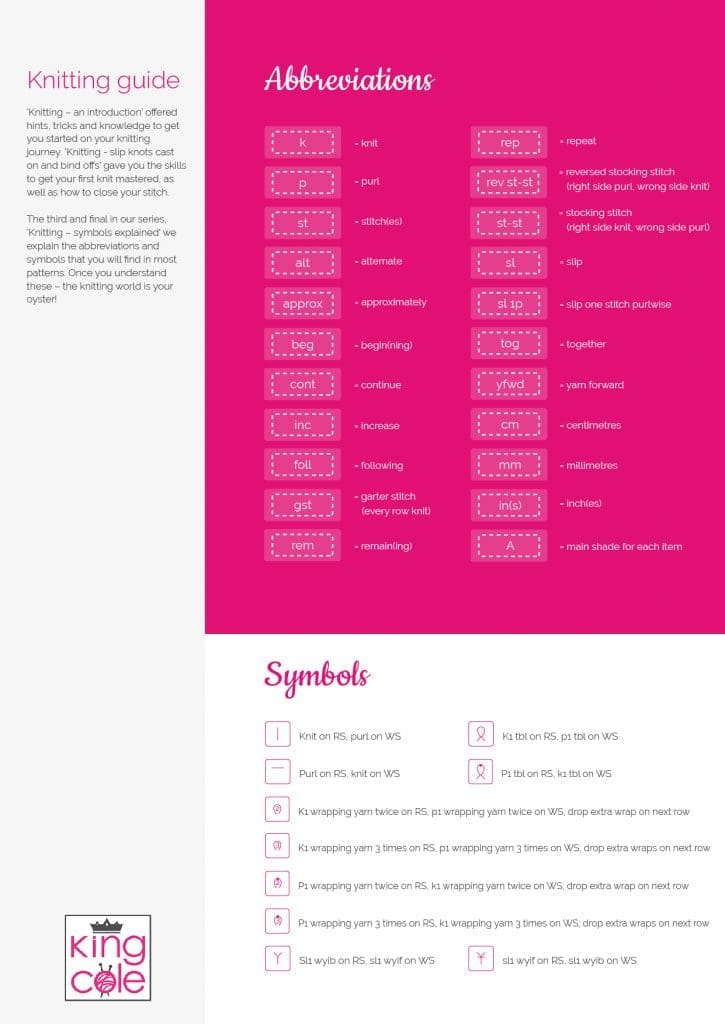 Knitting Guide Part Three King Cole