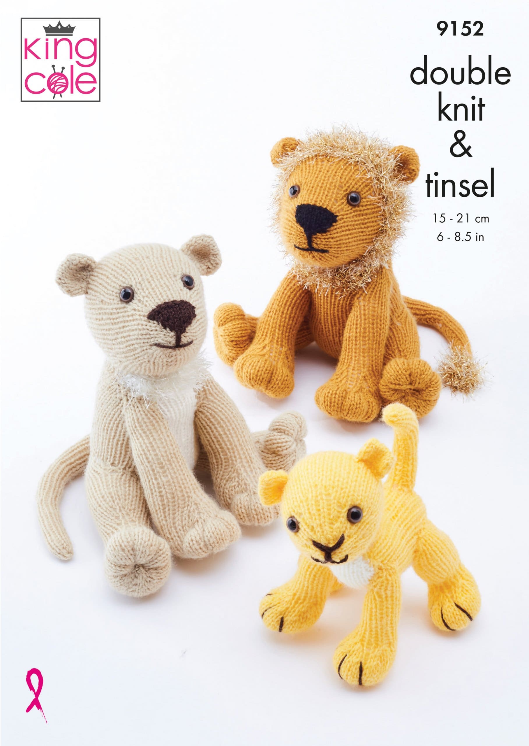 Easy to Follow Lion Family Knitted in Big Value DK & Tinsel Chunky