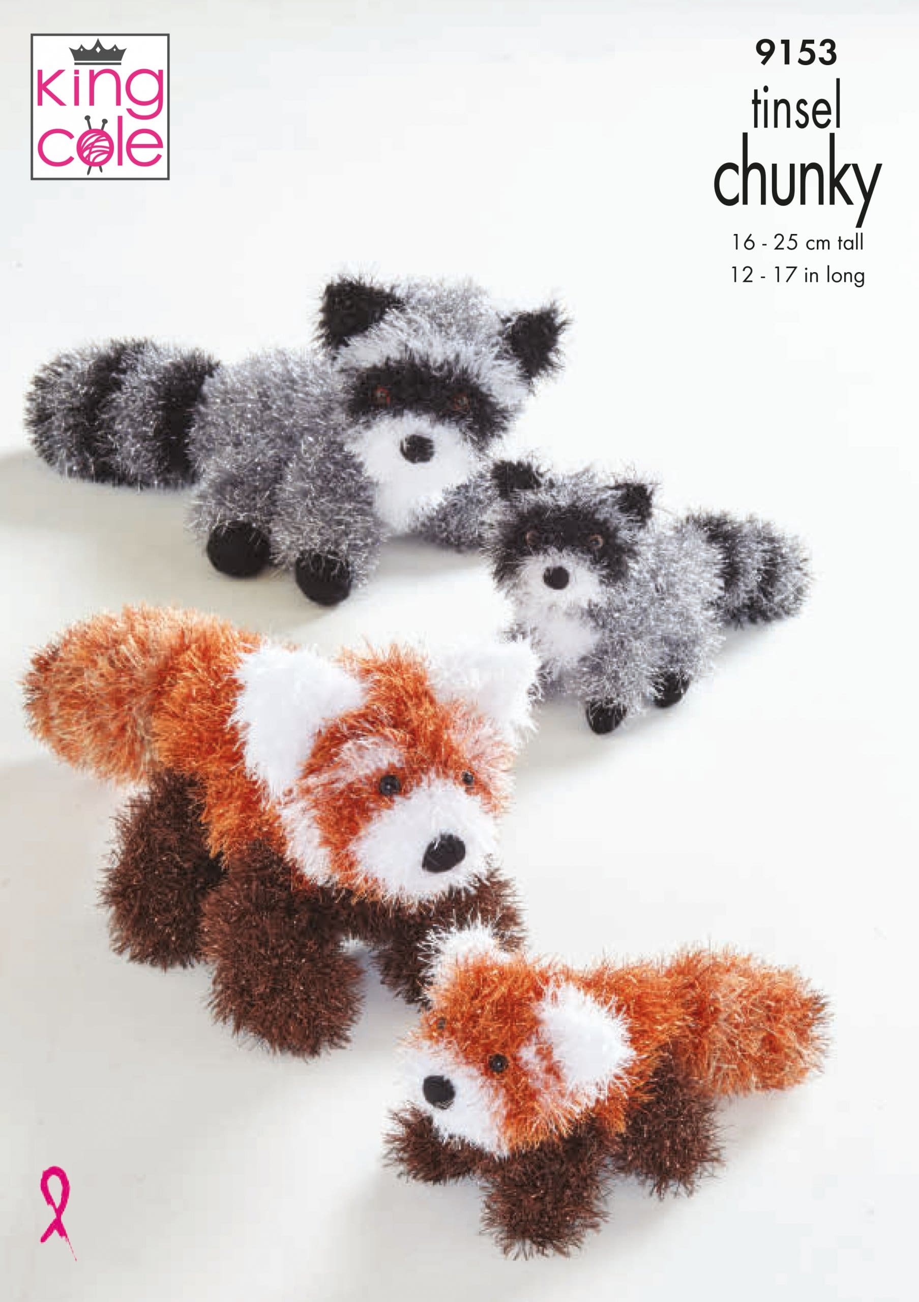 Easy to Follow Red Panda & Racoon Knitted in Tinsel Chunky Knitting