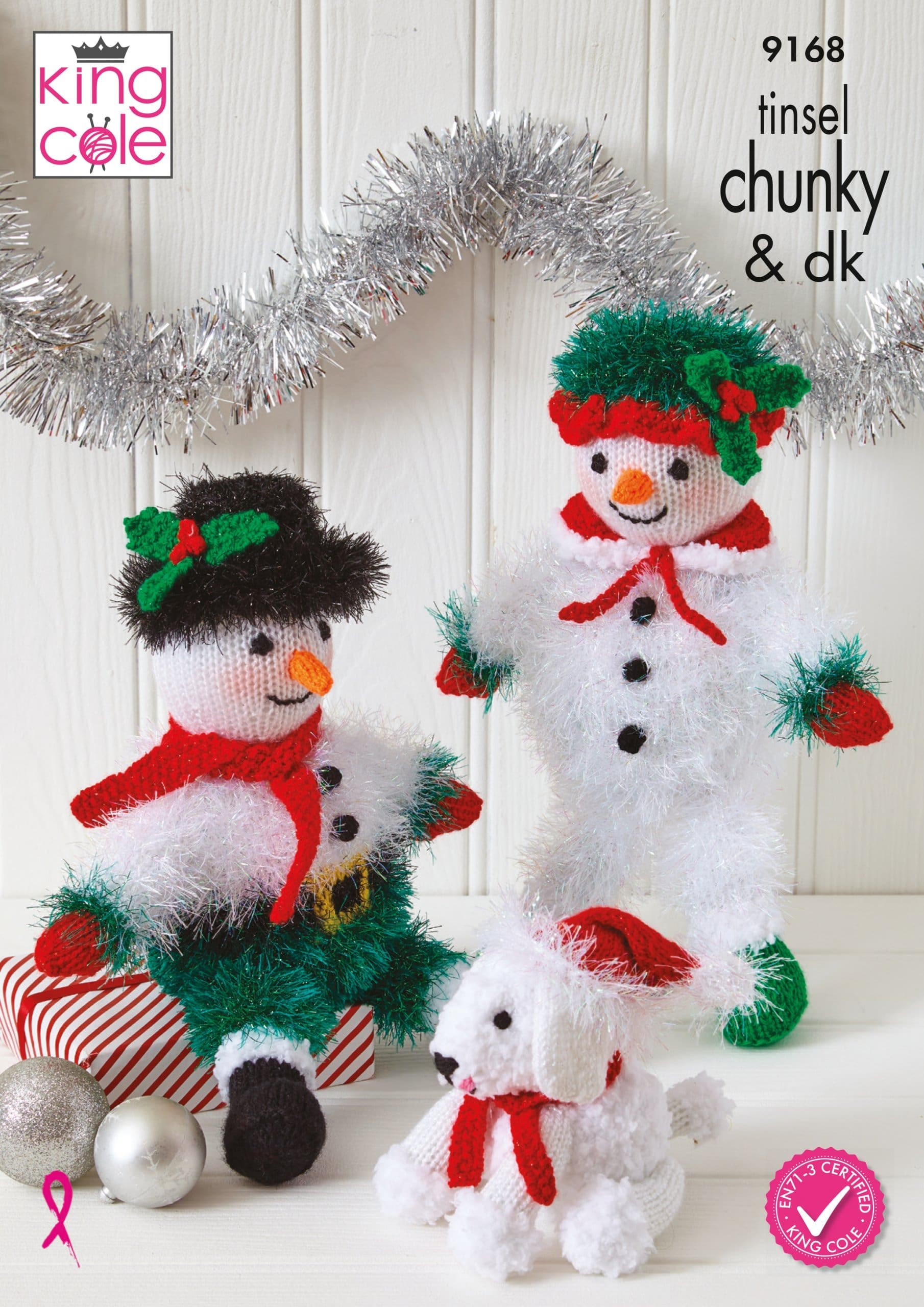 Easy to Follow Mr & Mrs Twinkle & Snowflake Knitted in Tinsel Chunky
